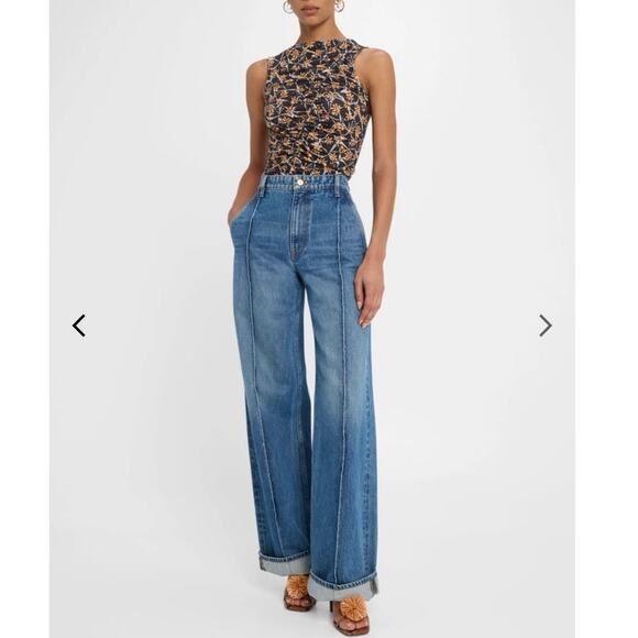 NWOT Ulla Johnson Medea Asymmetric Shirred Top in Aura SZ M - Picture 2 of 7